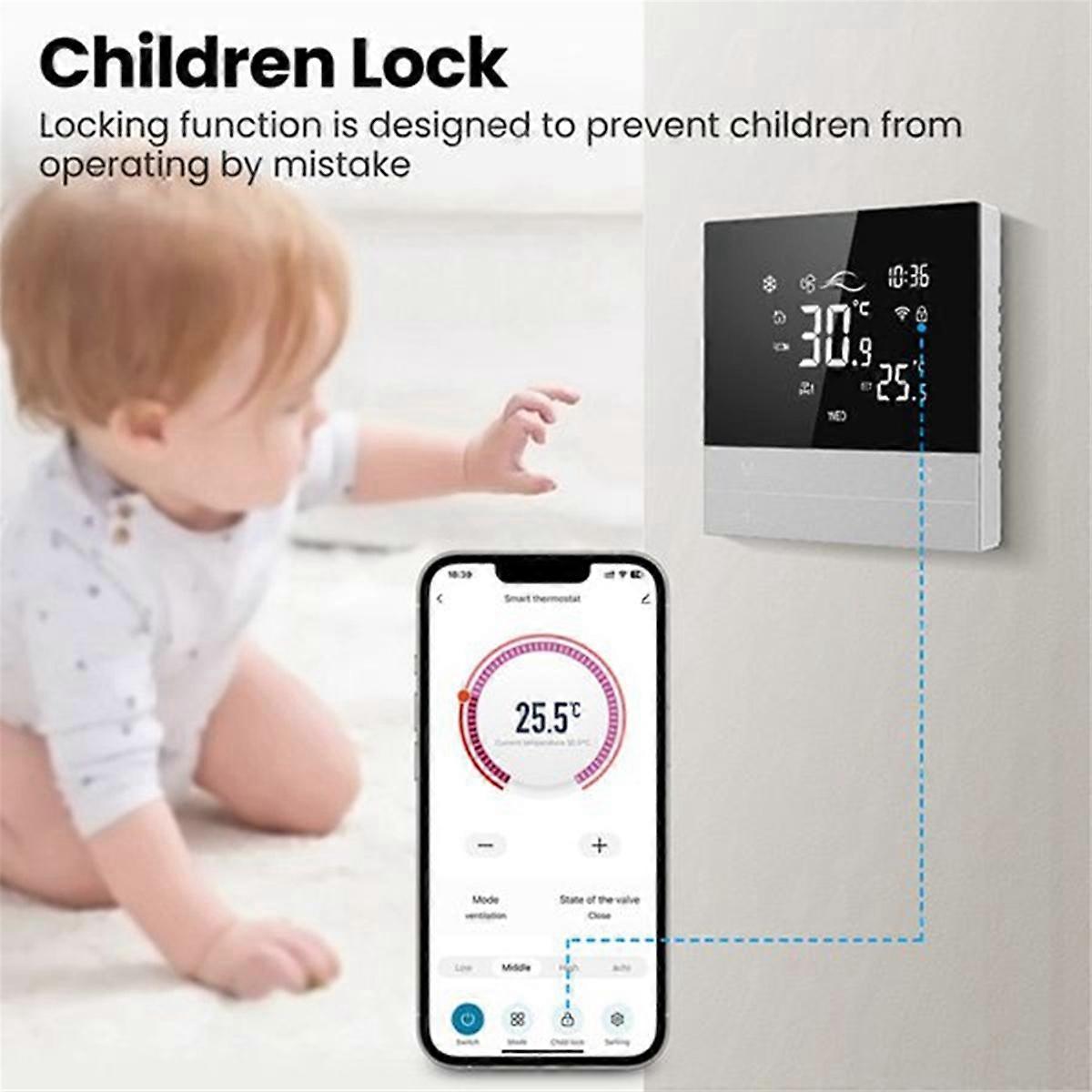 WiFi Smart Thermostat 4P Switch Heating Cooling 3-Speed Fan Temperature Controller โ image 4