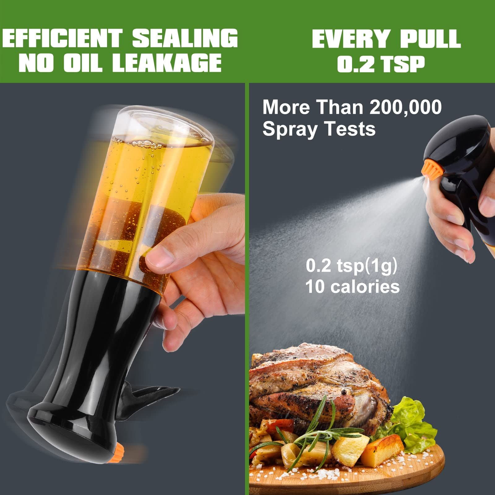 Oil Sprayer for Cooking, Upgraded Olive Oil Sprayer Bottle, Air Fryer Vinegar Spritzer, Kitchen Gadgets Roasting (Black) — image 5