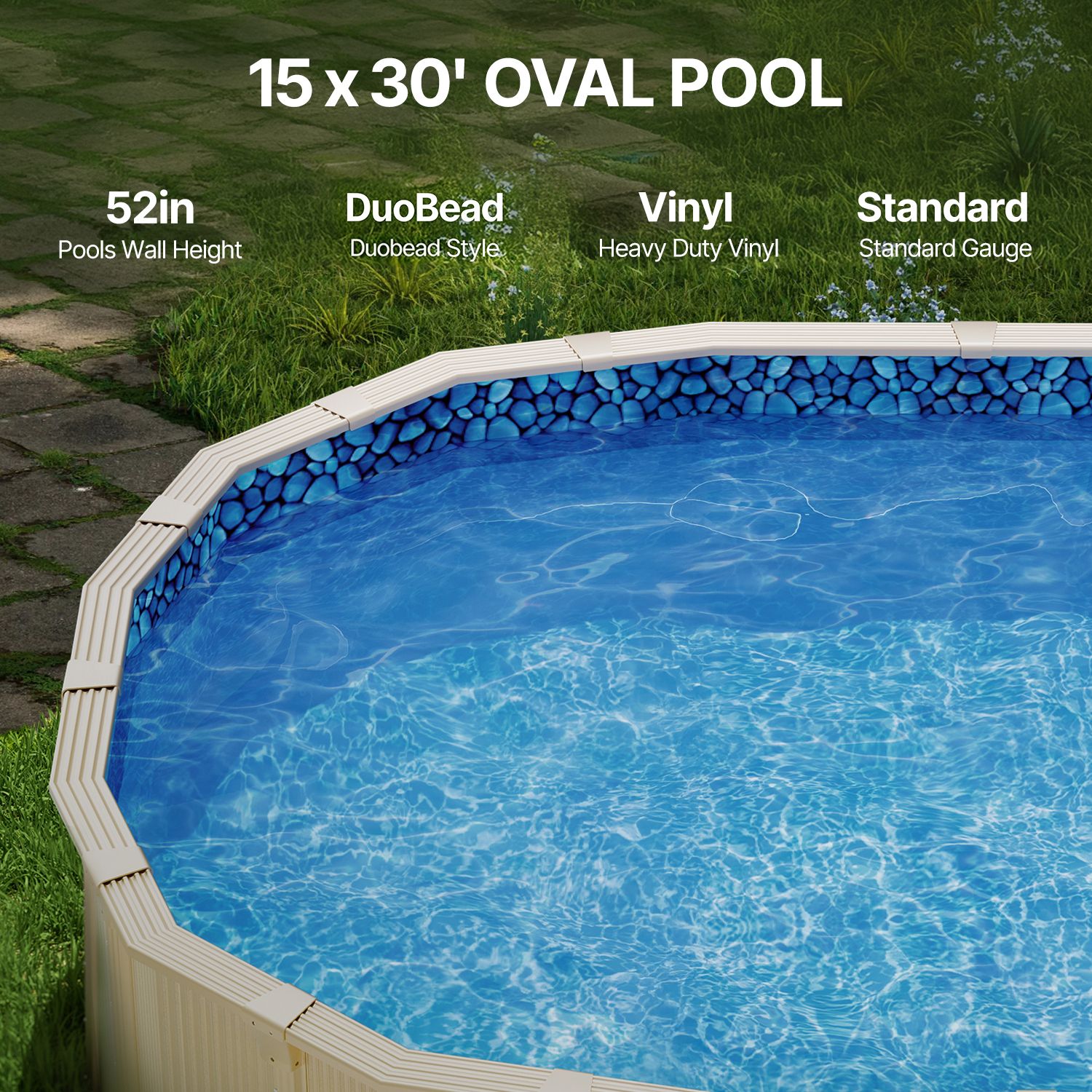 Oval Pool Liner 15x30ft Unibead Style Pool Liner 52in Wall Height โ image 2
