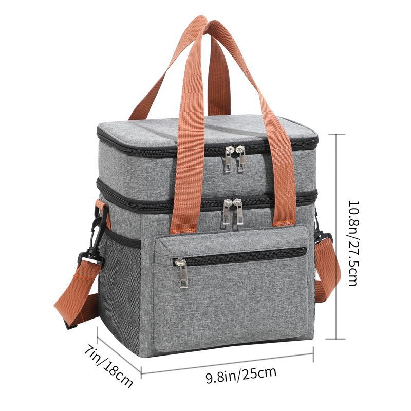 Grey Waterproof Insulated Lunch Bag - Leakproof Thermal Cooler for Food and Drinks — image 3