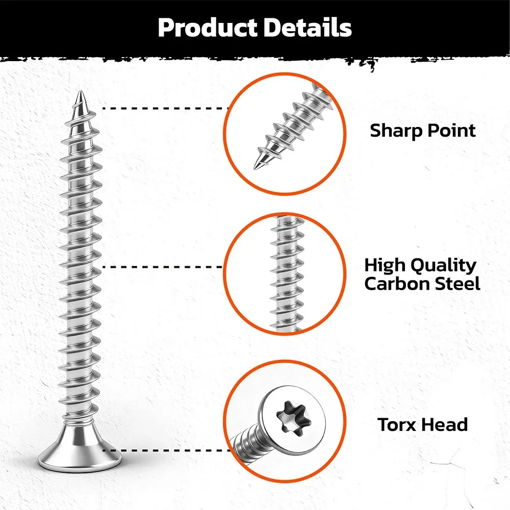 HORUSDY 324PCS Torx Wood Screws Assortment Kit Self Tapping with Storage Box โ image 3