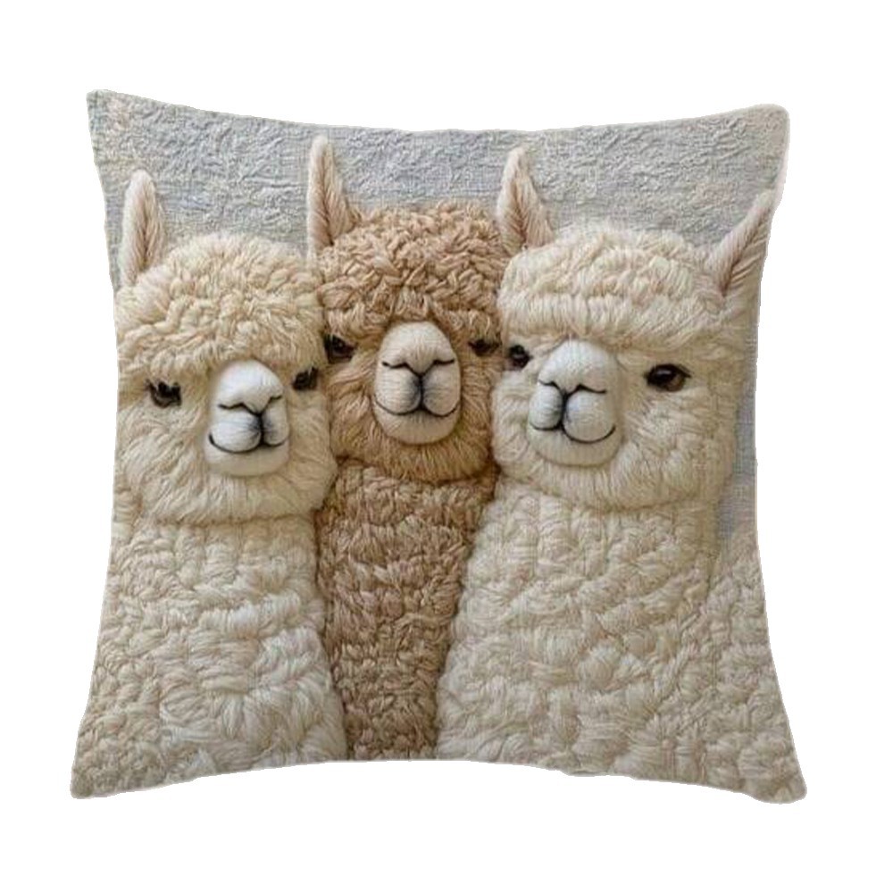 Cute Alpaca Throw Pillow Cover Set of 2 – Soft Faux Fur Decorative Cushion Case for Sofa, Bed, Car – Cozy Home Accent (Gray) — image 5