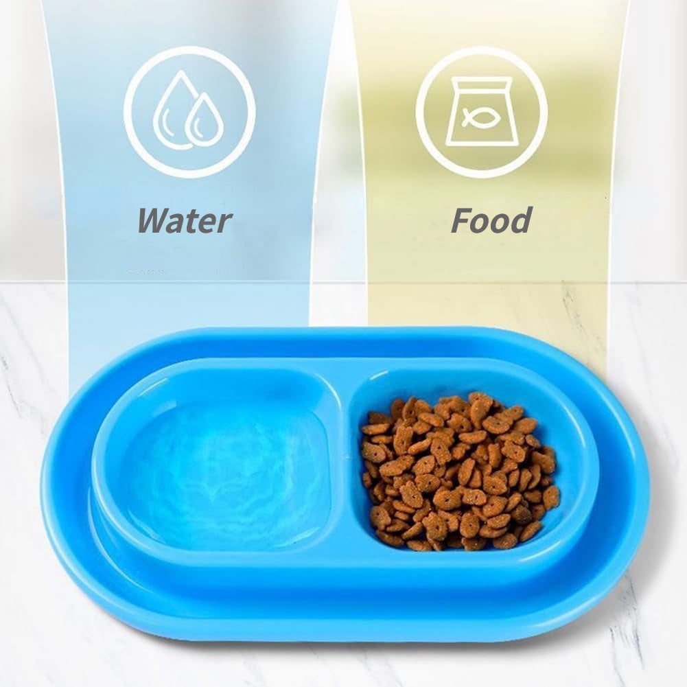 Cat Bowls for Food and Water Easy to Clean Ants Away Outside Pet Double Bow Large Blue — image 4