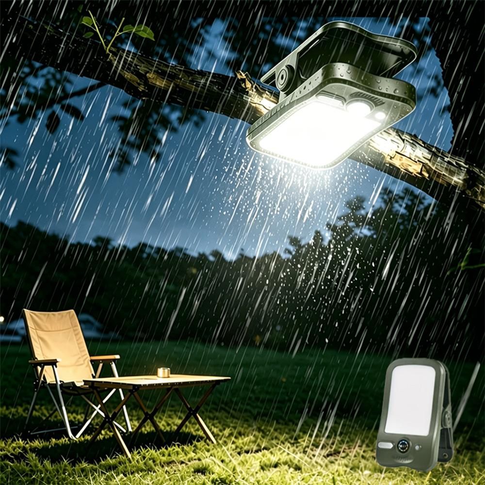 USB Solar Dual Charging Camping Clip Light with 60 LEDs 3 Dimming Modes Power Display - Army Green โ image 3