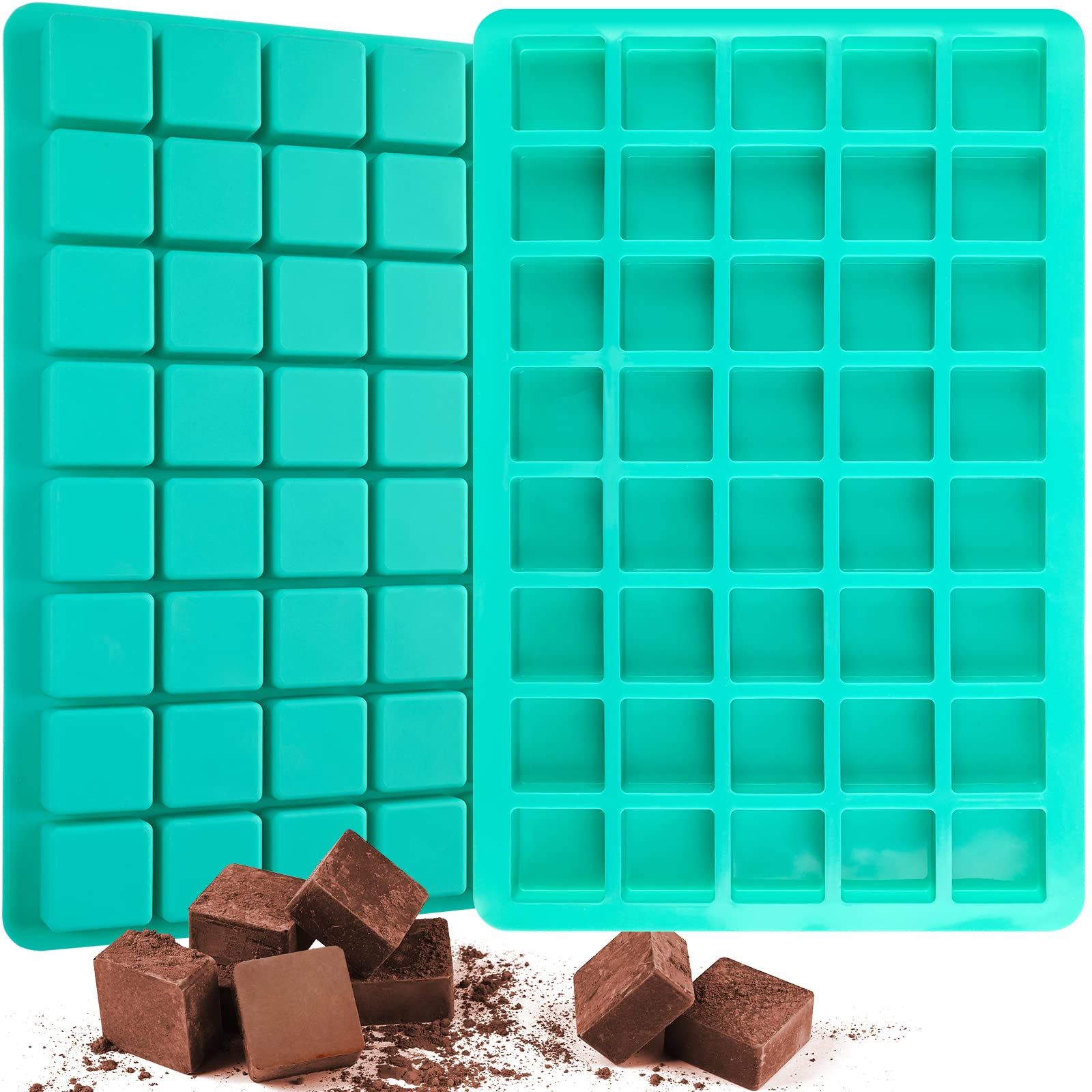 2 Pack Caramel Square Candy Molds Silicone 40 Cavities Silicone Chocolate Molds Mini Cubes Mold for Hard Candy, Ice Cubes