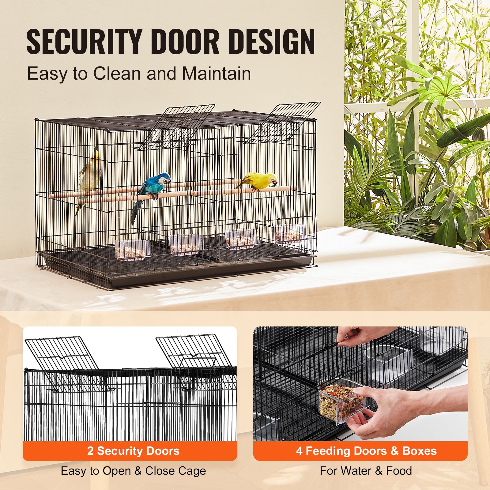Bird Cage, 18 in, Small Parakeet Cage with Divider, Sturdy Metal Bird Flight Cage, Travel Birdcage with 5 Perches & 4 Feeding Cups, Parrot Cage for Canaries — image 4