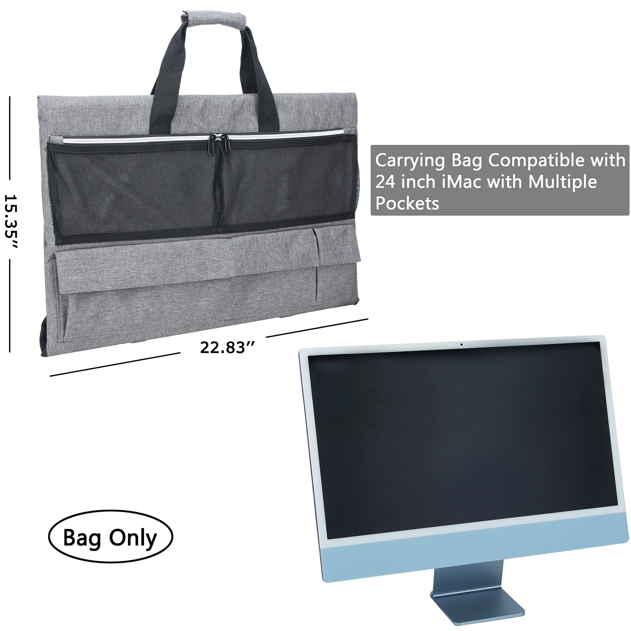 Travel Carrying Case for 24'' Desktop Computer, Protective Storage ,with Carry Handle for 24 inch Screen and Accessories (Grey) — image 5