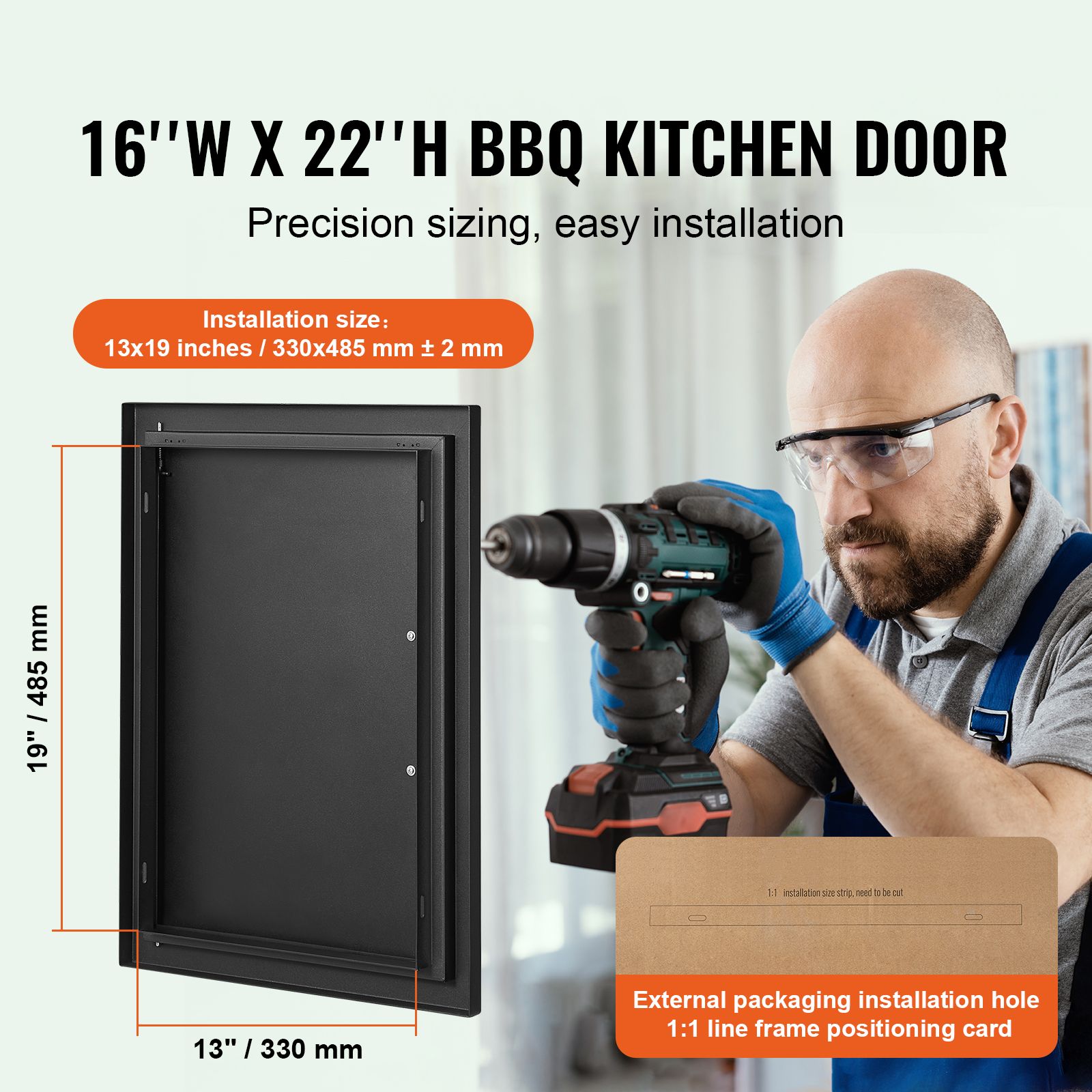 BBQ Access Door, 415 × 570 mm Single Outdoor Kitchen Door, Cold Plate Flush Mount Door, Wall Vertical Door with Handle, for BBQ Island, Grilling Station — image 2