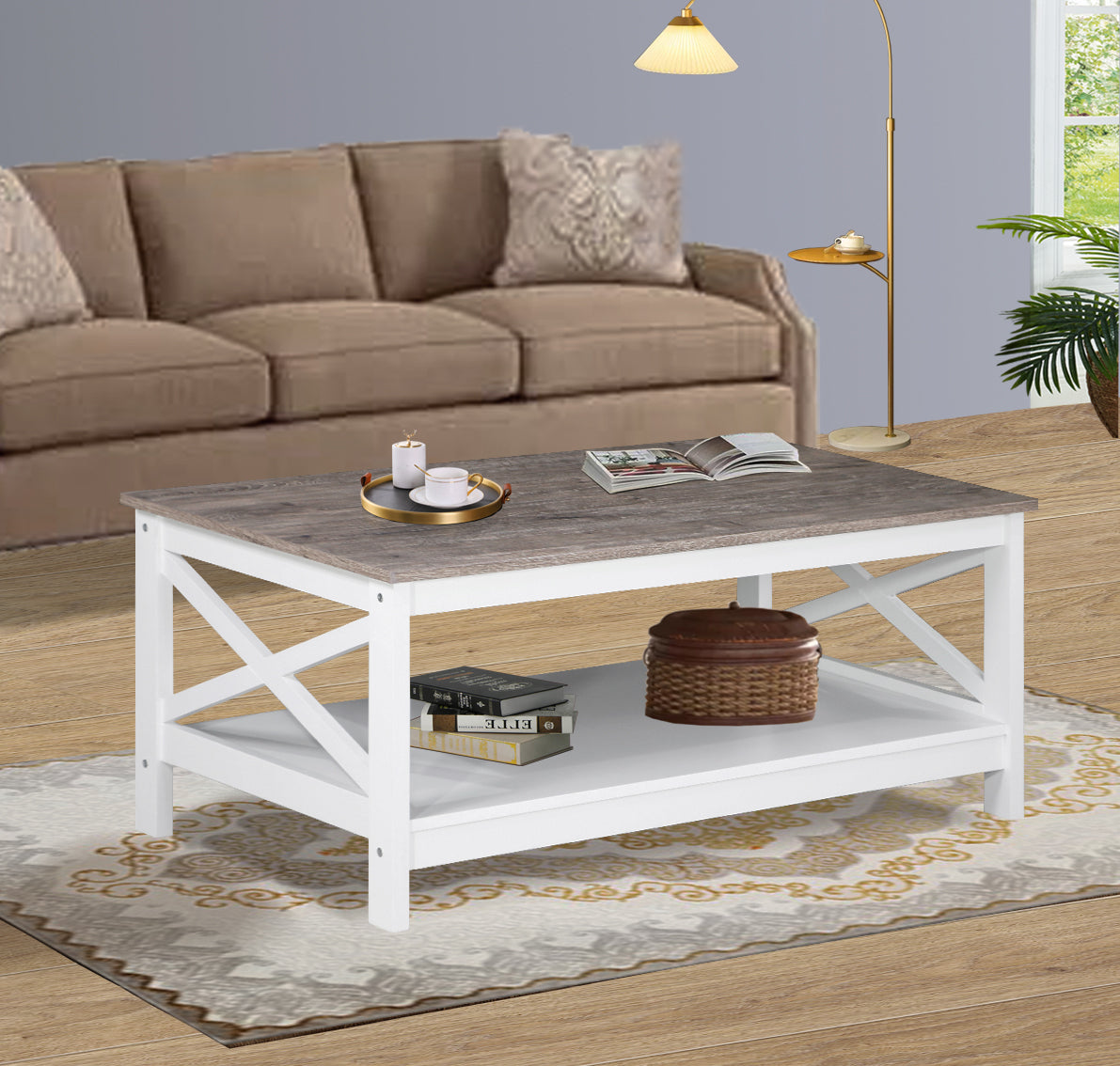 Coastal Coffee Table in White and Grey โ image 4