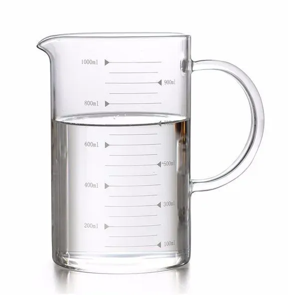 Large 1000ml Clear Borosilicate Glass Measuring Cup with Direct Fire Heat Resistance — image 3