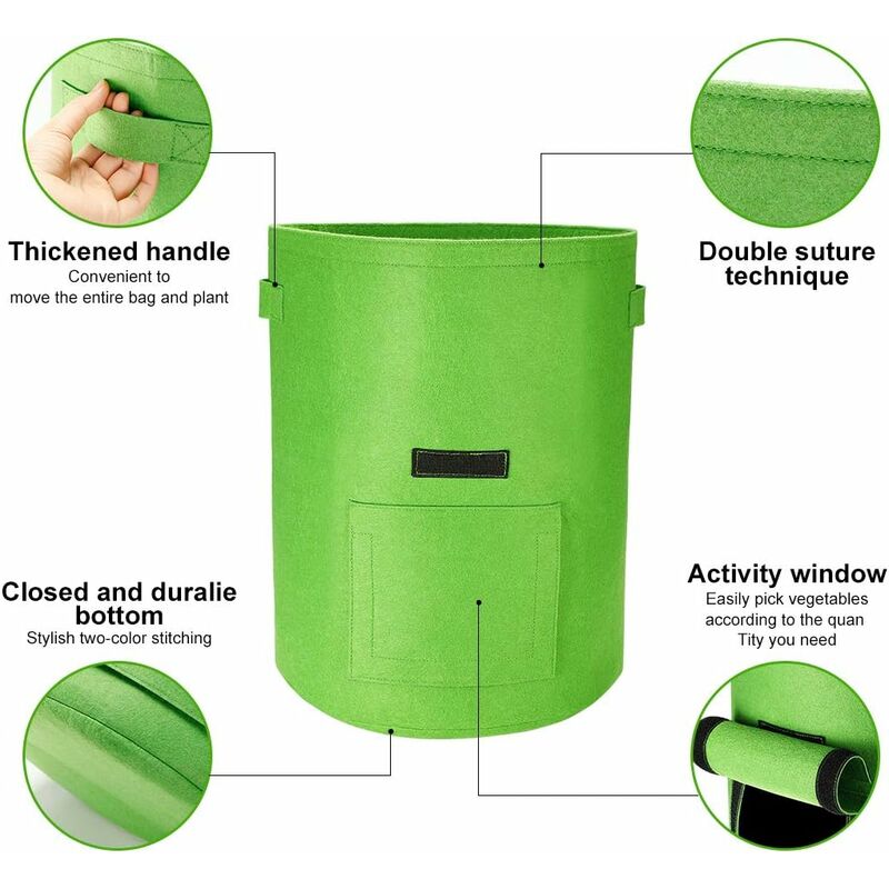 Potato Grow Bags, 2 pcs 40L/10 Gallon Vegetable Bag, Non-Woven Fabric Planting Bag With Window, Garden Vegetable Bag โ image 2