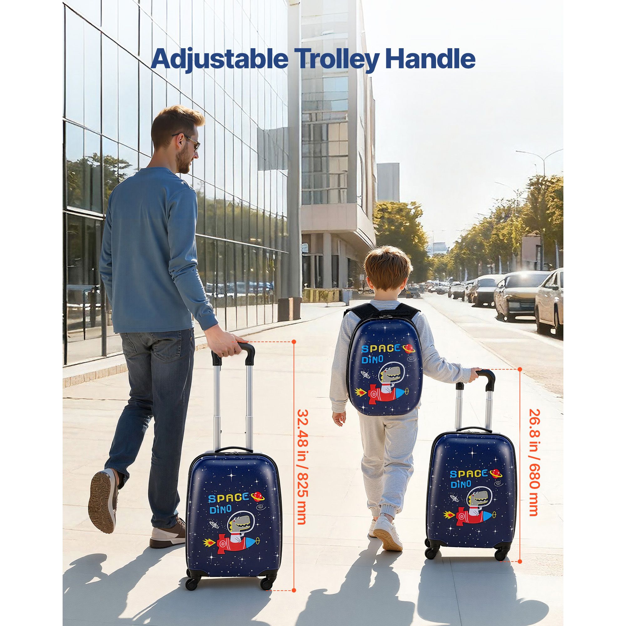 Kids Luggage Set, 2 Piece, 45.7 cm Hardside Rolling Wheels Suitcase with Hard-Shell Backpack, Dinosaur Kids Carry on Luggage Set, Holiday Birthday Present for โ image 5