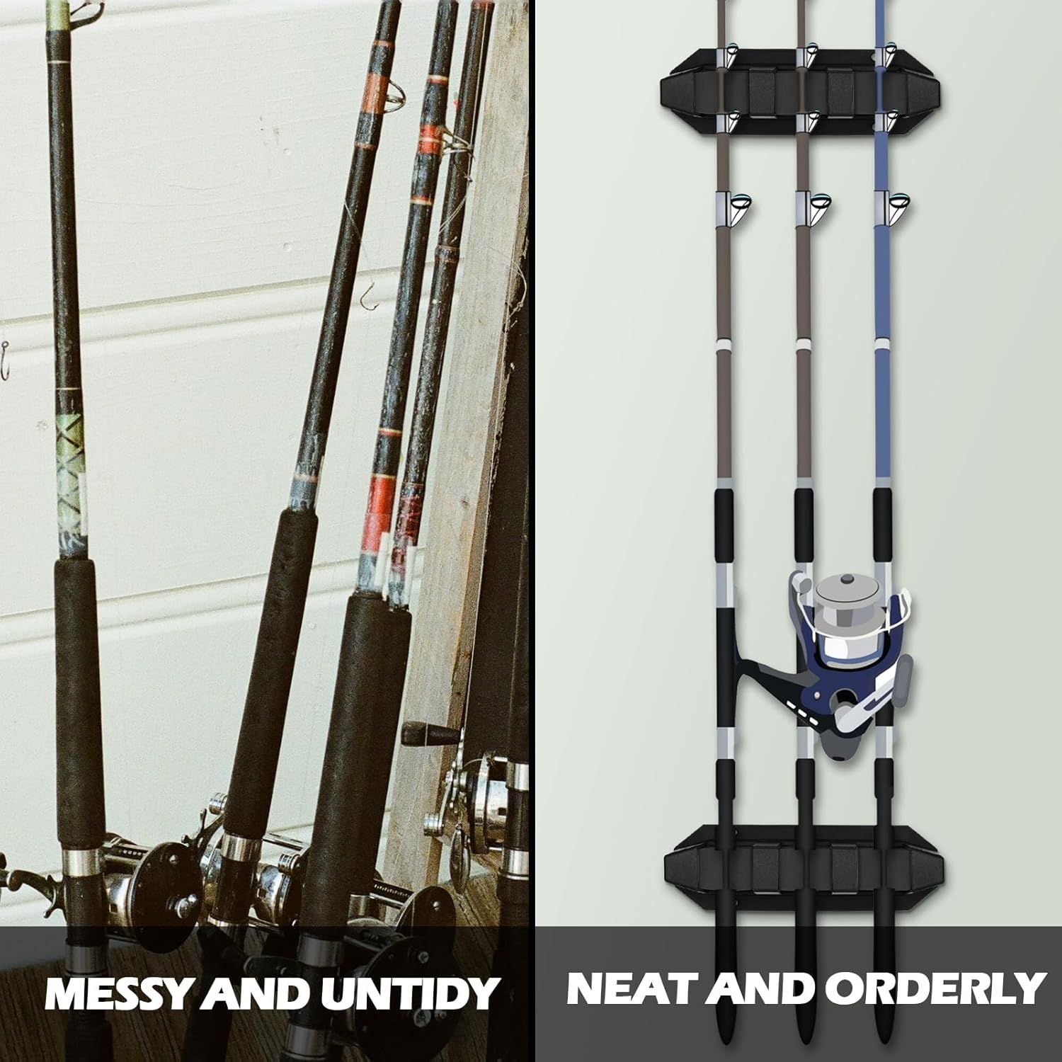 2 Pcs Fishing Rod Holder for Car Fishing Pole Rack Vertical Rod Storage Holders for Truck Bed Boat Wall Garage Door โ image 5