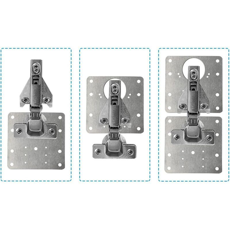4 Pcs Stainless Steel Hinge Repair Plates with Screws for Cabinet Furniture Shelves — image 4