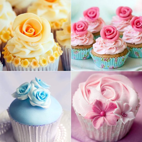 set of 27 cake decorating tips - 12 flower-shaped tips - cake decorating tip set - baking supplies for cookies and cupcakes - 2 leaf-shaped tips - 2 adapters — image 3