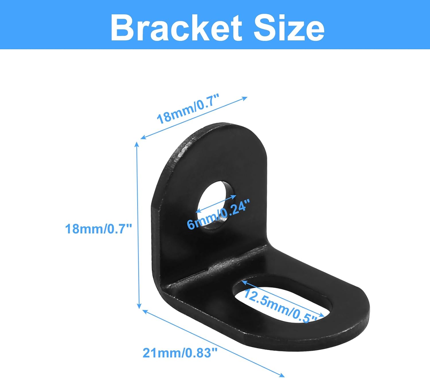 Biaungdo 15 Pcs 18x18x21mm/0.7"x0.7"x0.83" Adjustable Right Angle Brackets L-Shape Corner Brace Support Black — image 2