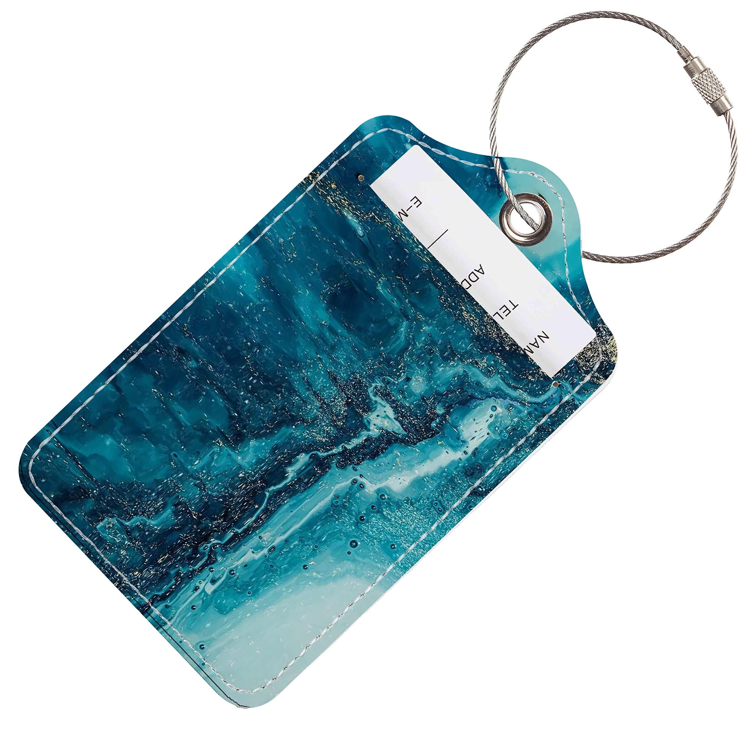 Luggage Tags for Suitcases, 2 Pack Cute PU Leather Suitcase Tag Identifierswith Stainless Steel Loop and Address Card — image 3