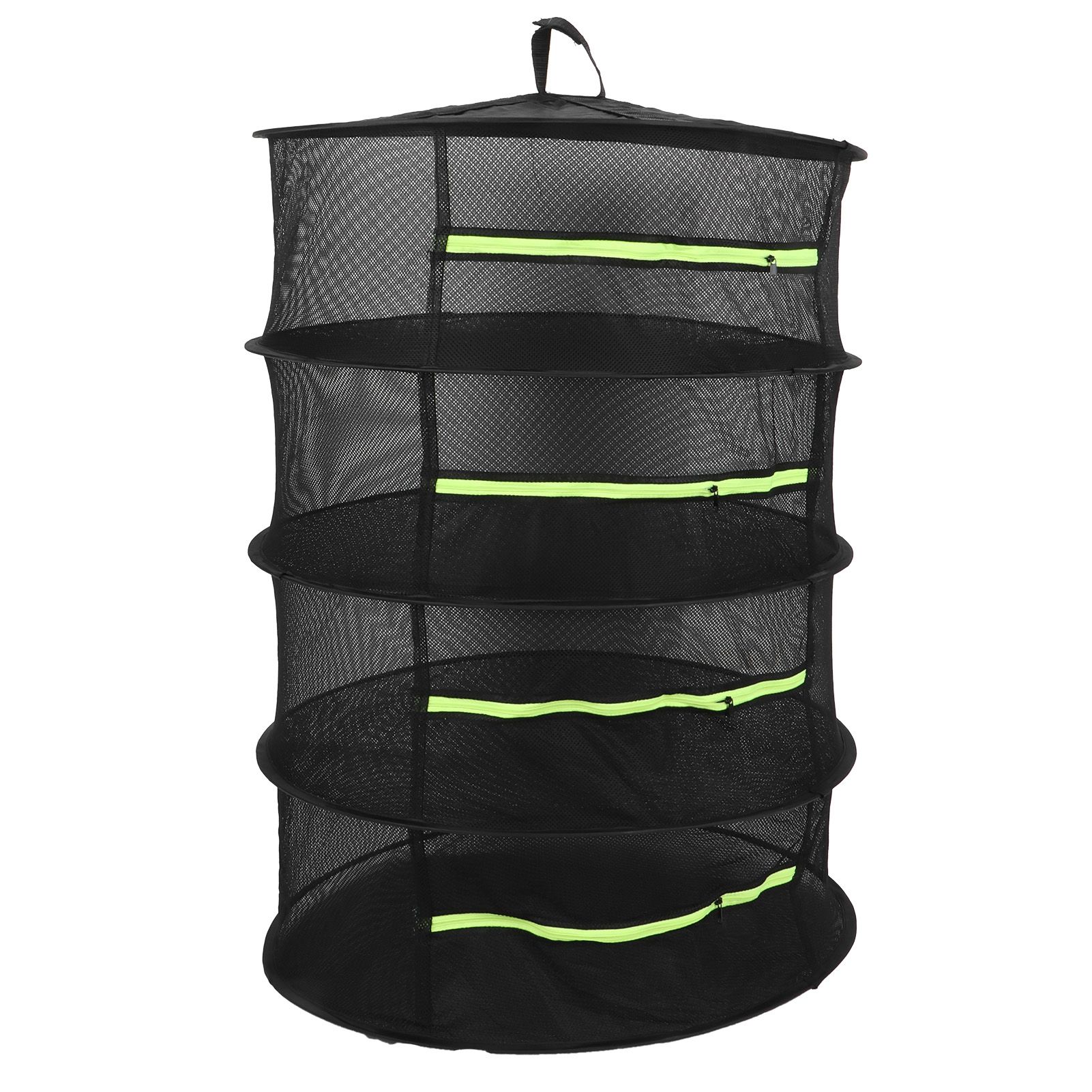 4-Layer Herb Drying Rack with Zippers Foldable Hanging Medicine Dry Mesh Net Black 60cm — image 2
