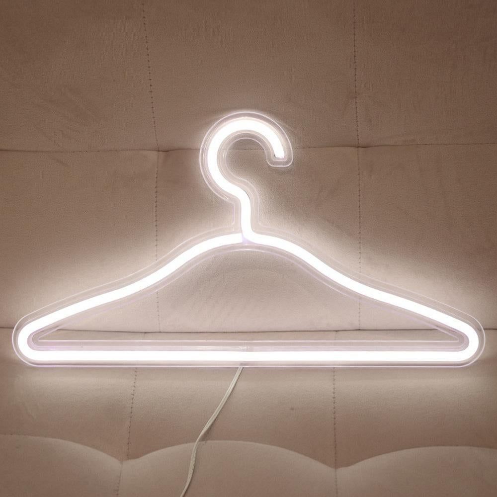 Clothes Hanger LED Neon Light Wardrobe Lamp Decor Home Decoration Accessory Pink — image 3
