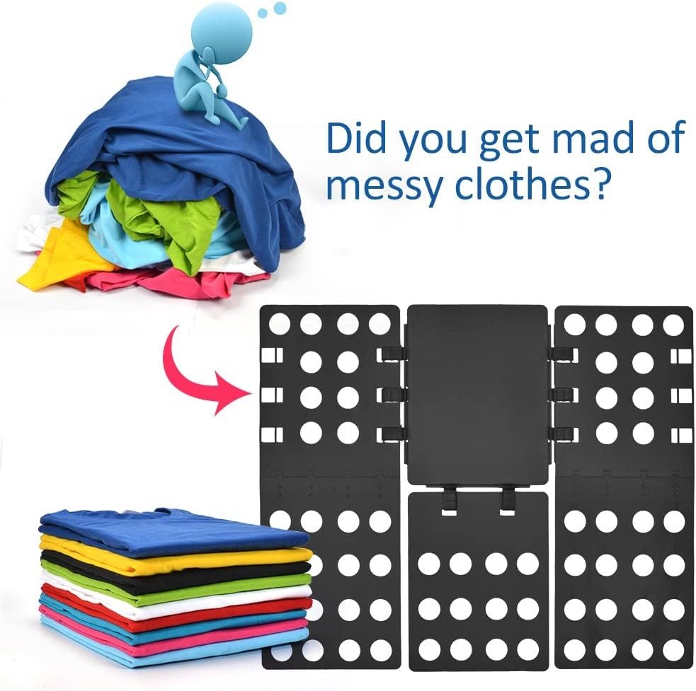Adjustable Clothes Folding Board for T-Shirts, Pants & Towels, Durable PP Plastic Laundry Organizer with Reinforced Buckles (Black) — image 2