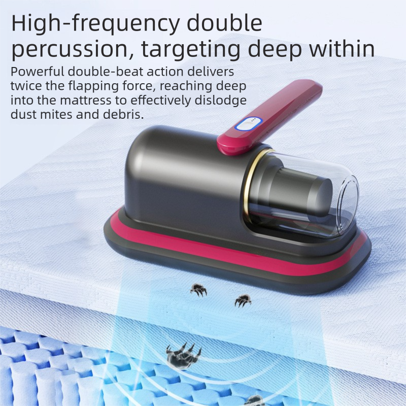 2-piece Home Cleaning Bundle - Red UV Mattress Mite Vacuum Cleaner & White Cordless Handheld Stick Vacuum Set, Wireless Rechargeable Home Car Pet Hair Cleaning — image 4