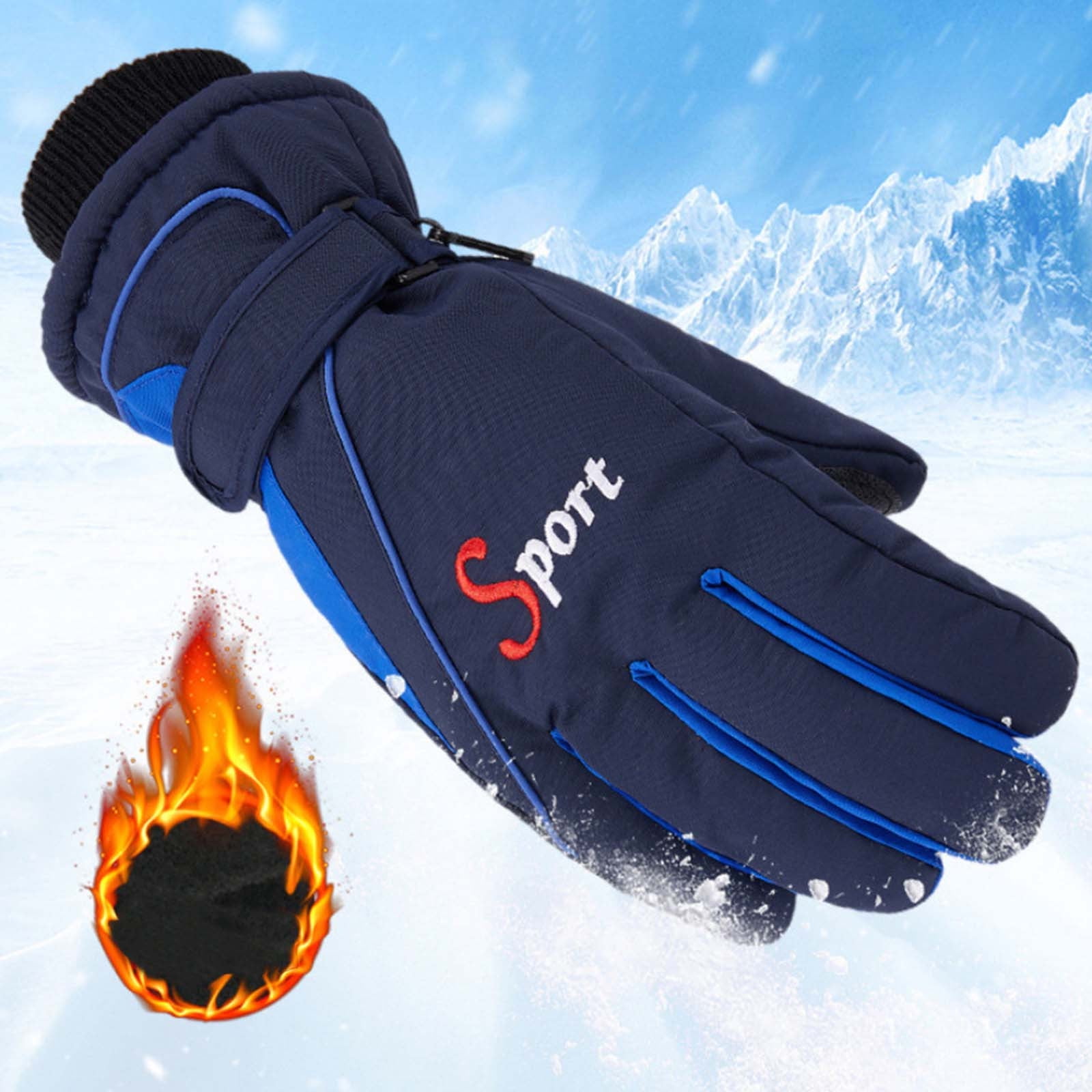 Ski Gloves Waterproof Gloves Winter Outdoor Men And Women Snow Skating Snowboarding Windproof Warm Ski Gloves Snow Gloves Winter Gloves W-Blue One Size Z-Blue โ image 5