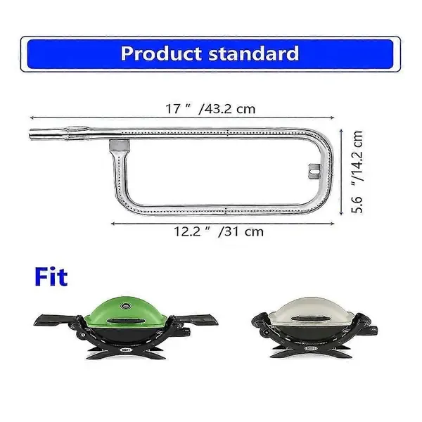 Stainless Steel Gas Grill Burner Tube Replacement for Weber Q100, Q120, Q1000, Q1200 and Baby Q Grills, Silver, 43 cm — image 4