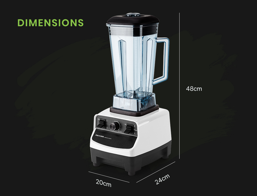 POLYCOOL 2L 2200W Commercial-Grade Blender with BPA-Free Jug for Drink, Smoothie, Food, Ice, White — image 5