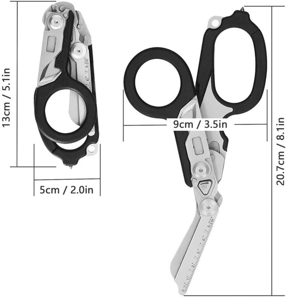 Emergency Response Shears, Stainless Steel Foldable Scissors Pliers, Outdoor Camping Rescue Scissors Tools (Black) โ image 2