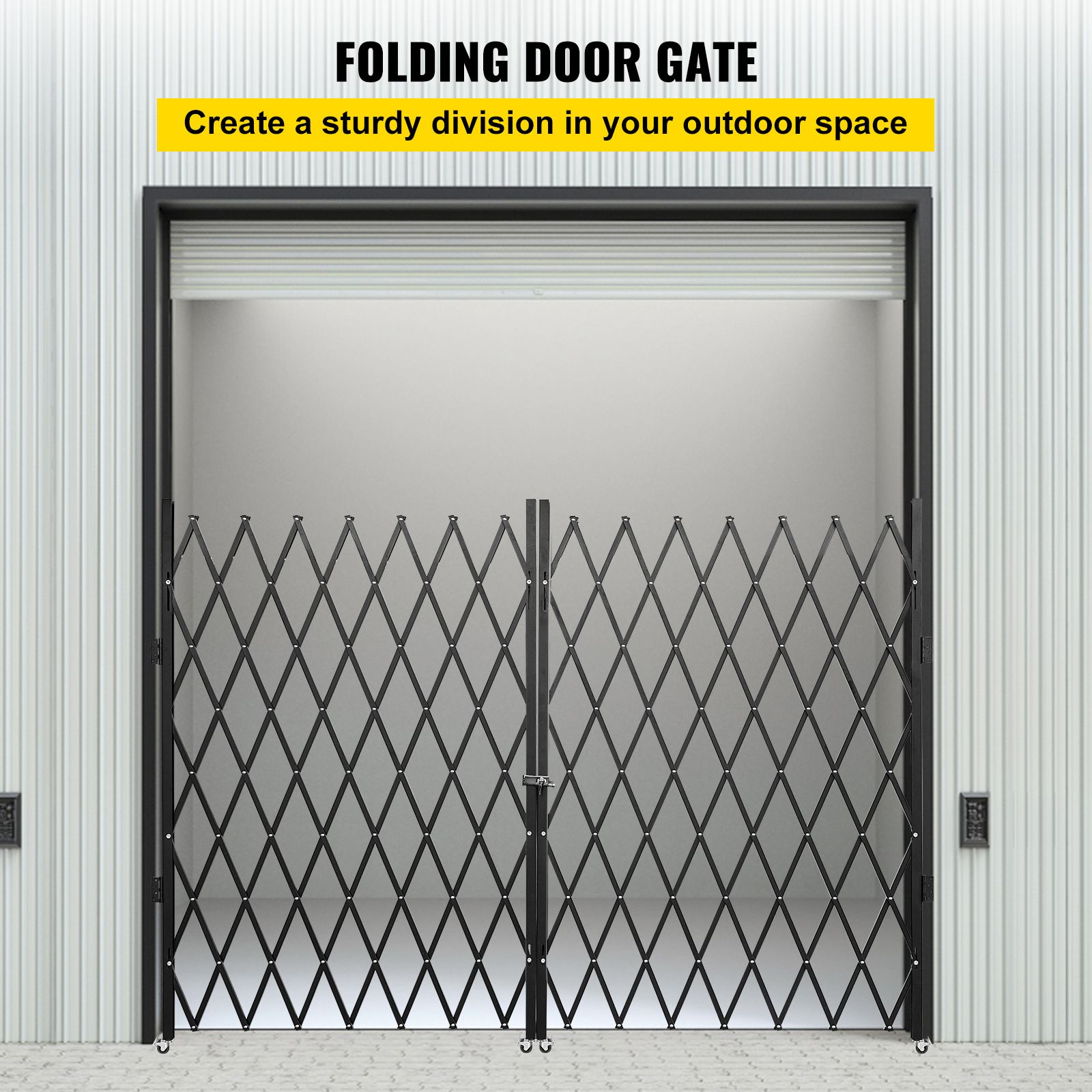 Double Folding Security Gate Folding Door Gate 5.1' H x 10.2' W Scissor Gate โ image 2