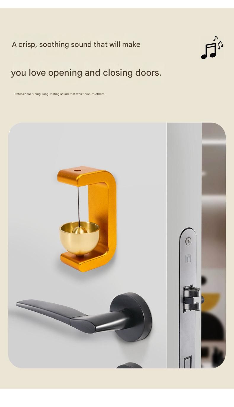 Red Magnetic Door Bell Chime - Dopamine Style Brass Bell with Alloy Frame - No Drill Entry Door Chime for Home, Office, Fridge - Modern Japanese Design, Crisp — image 6