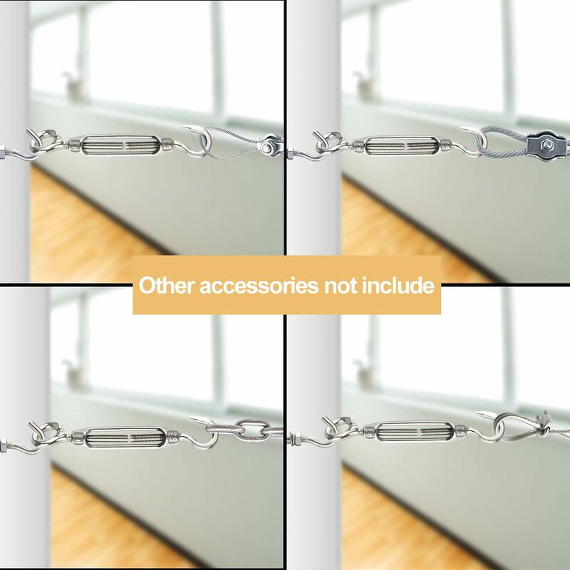 6 pcs Wire Tensioner M4 Stainless Steel Adjustable Turnbuckle Hook And Eye Set Heavy Duty โ image 4
