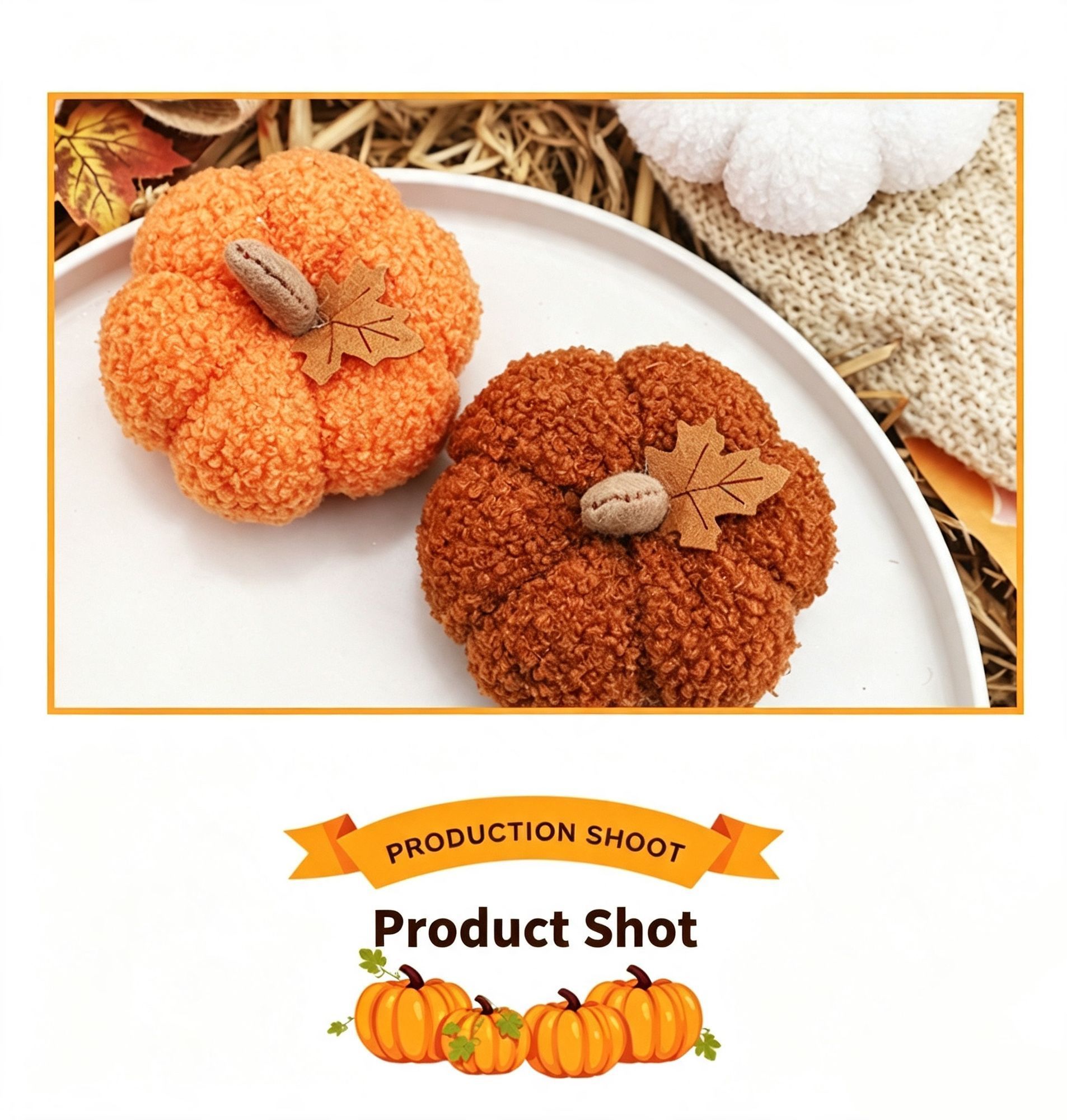 Assorted Fabric Plush Pumpkin Decor Set, Orange Coffee White Pumpkin Ornaments, All-In-One Props For Halloween, Thanksgiving And Christmas Window & Table ā image 4