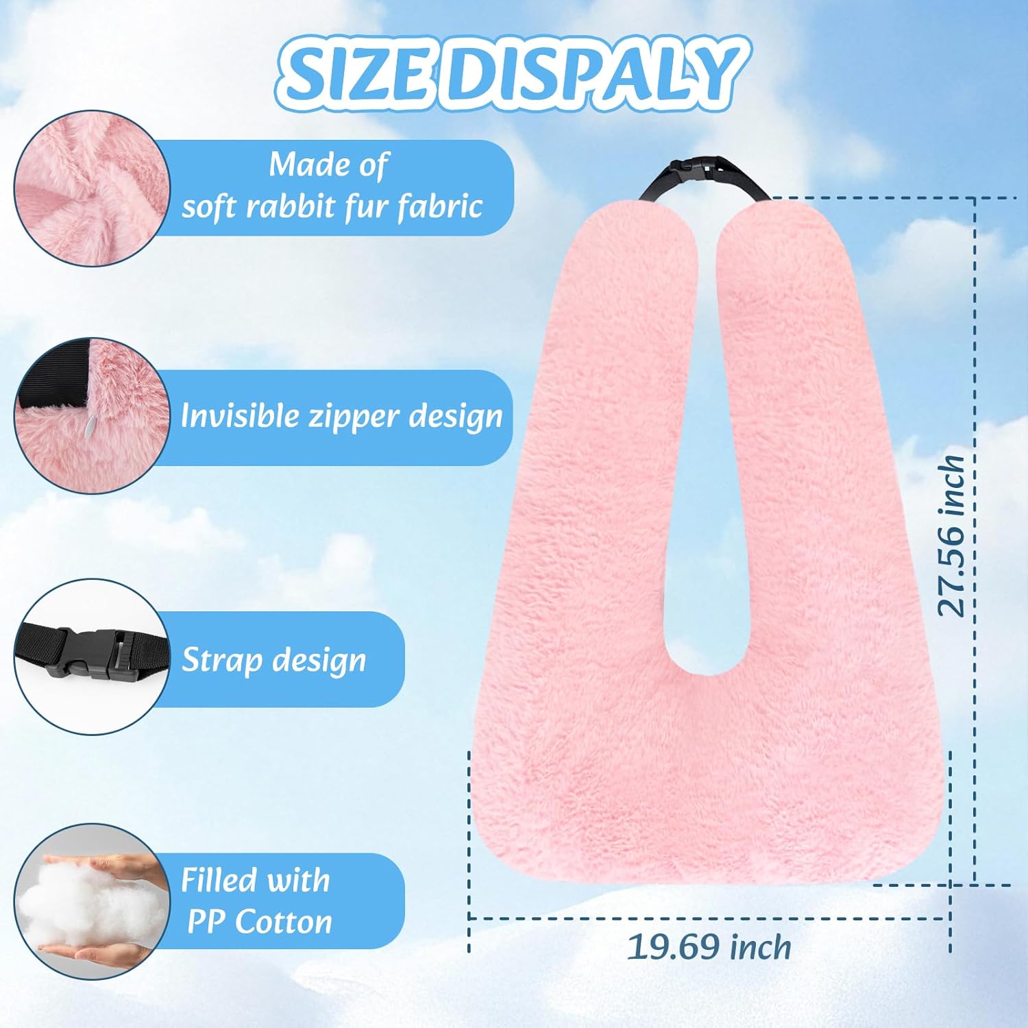 Travel Pillow, Car Pillow for Kids & Adults - Ergonomic Travel Pillows Sleeping Aid for Neck & Body Support, Car Travel Essentials Pillow on Road Trips-Pink — image 5