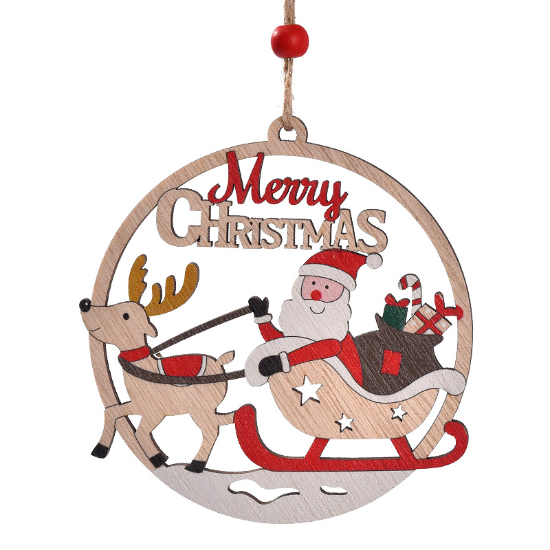 Set of 4 Wooden Christmas Hanging Ornaments – Santa, Snowman, and Reindeer Decorations (2 set, 8 pieces in total)) — image 4