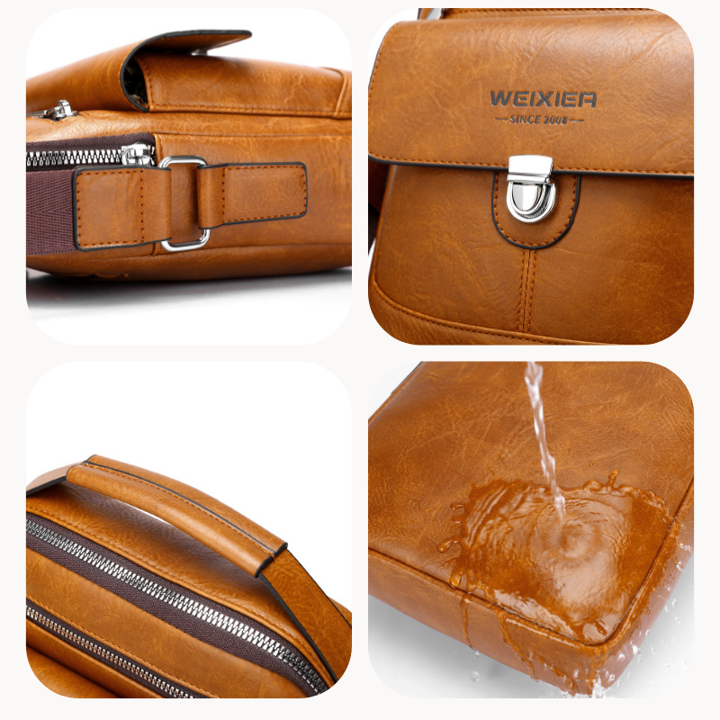 Premium PU Leather Crossbody Bag for Men - Vintage Dark Brown Shoulder Bag โ image 2