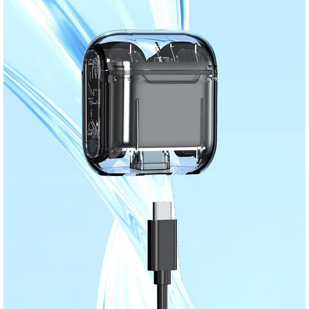 TWS Wireless Earphones 5.3 Bluetooth Headset with Mic HD Sound Auriculares Transparent Cute Half in Ear Headphones -Black โ image 6