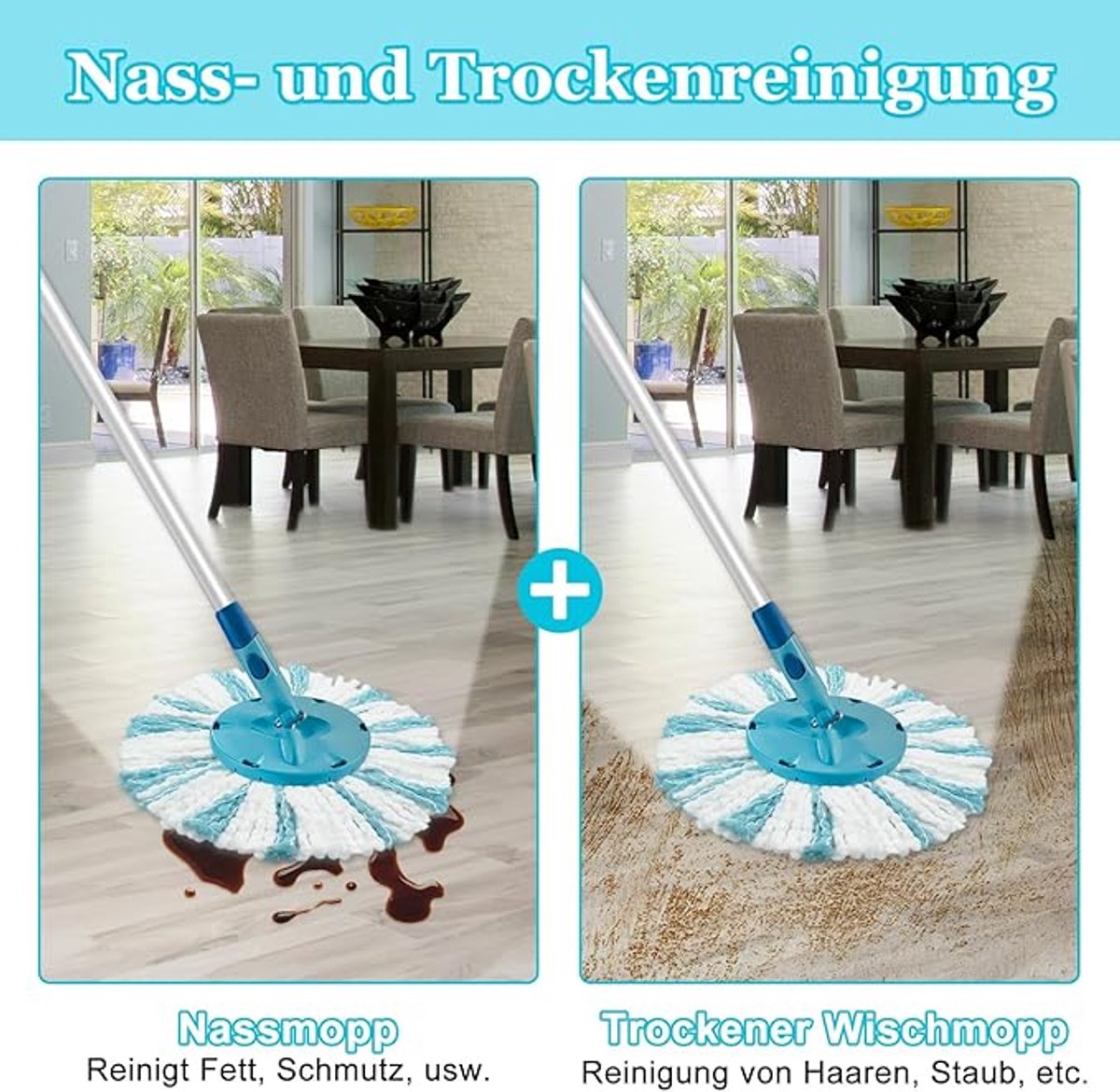 3-Pack Replacement Mop heads - Replacement microfiber - Dual fiber system - High water absorption and dirt pickup - Suitable for all floor types — image 5