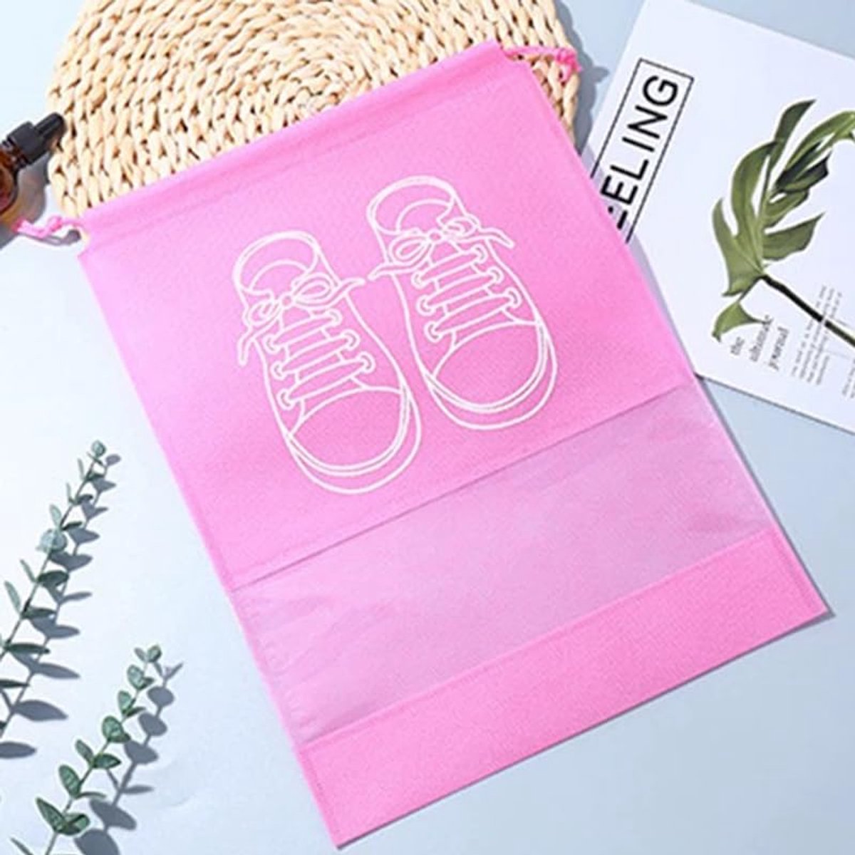 Shoe Bags - Pack of 5 - Shoe Bag - Travel and Storage Bag - Water-Repellent - Travel Organizer - Pink (36*26.5 cm) โ image 3