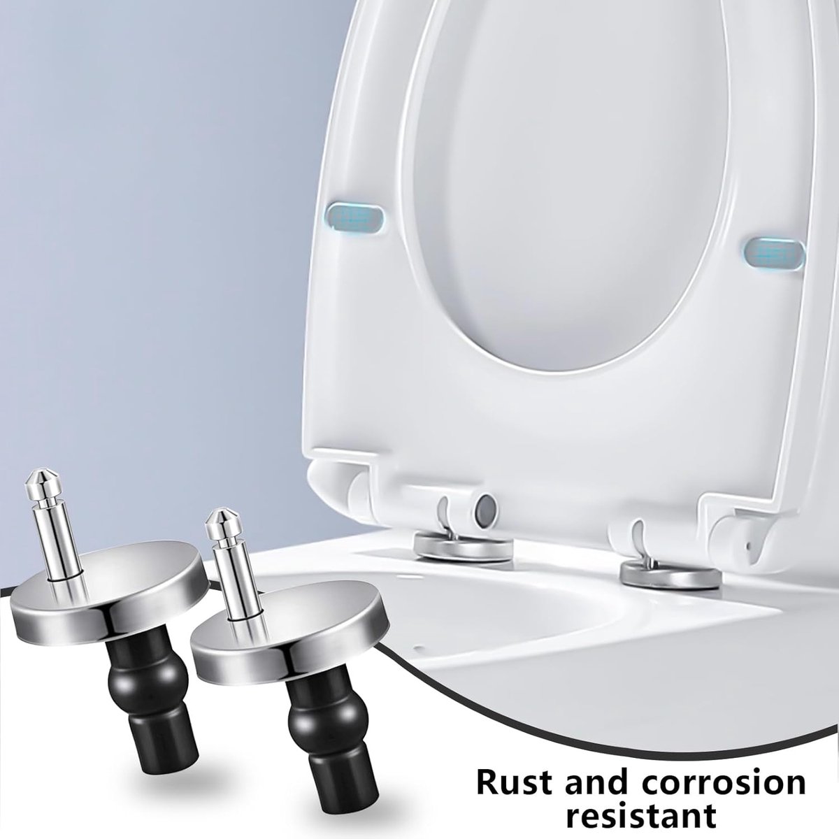 Toilet Seat Hinges - 4 Pieces - Toilet Seat Hinge Set - Universal Hinges for Toilet Seat - Toilet Seat Installation Mounting Kit - Stainless Steel - Adjustable — image 5