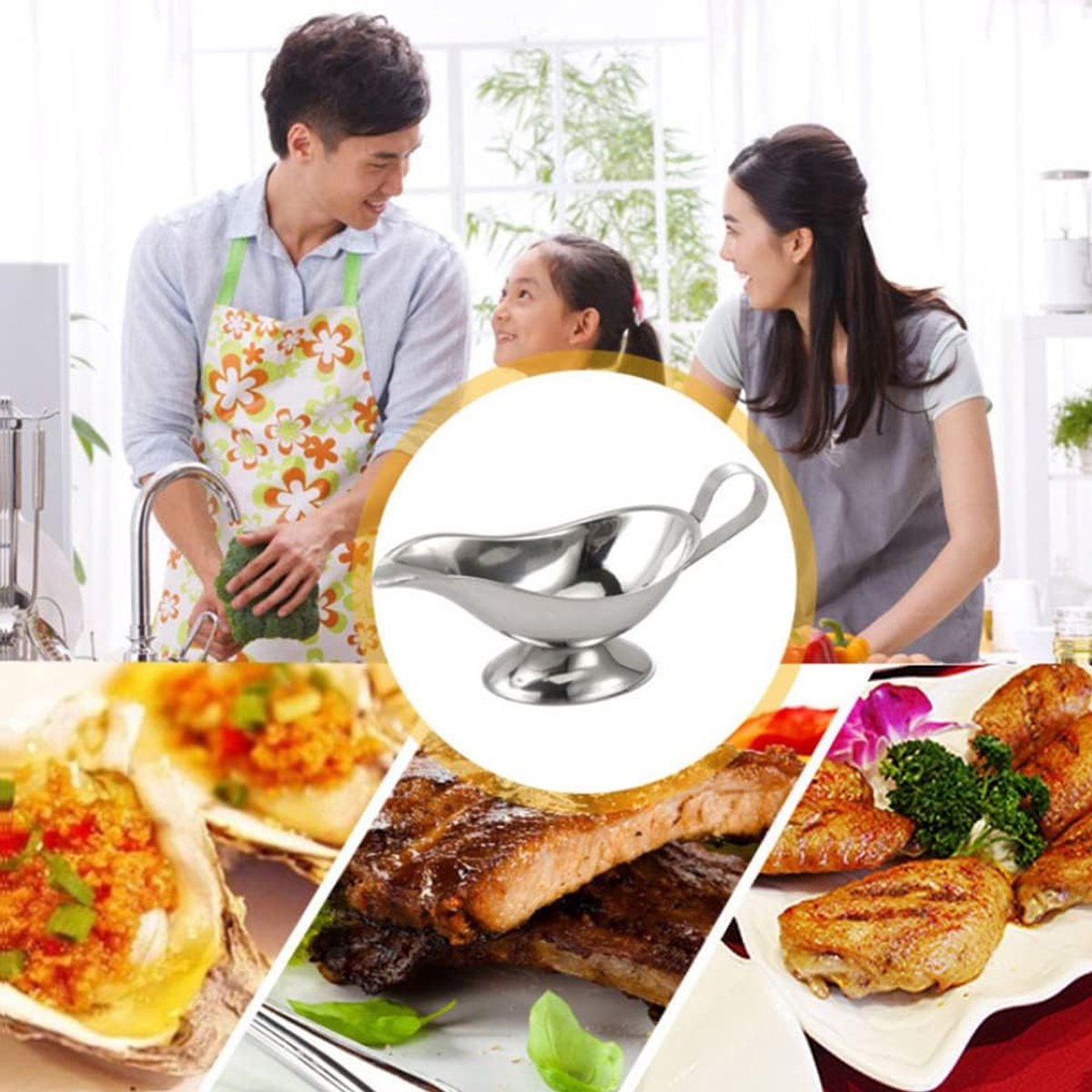 Gravy Boat - 240 ml - Pouring Jug - Stainless Steel Gravy Pitcher - Food-grade stainless steel gravy jug for juices, sauces, and roasting gravies — image 3