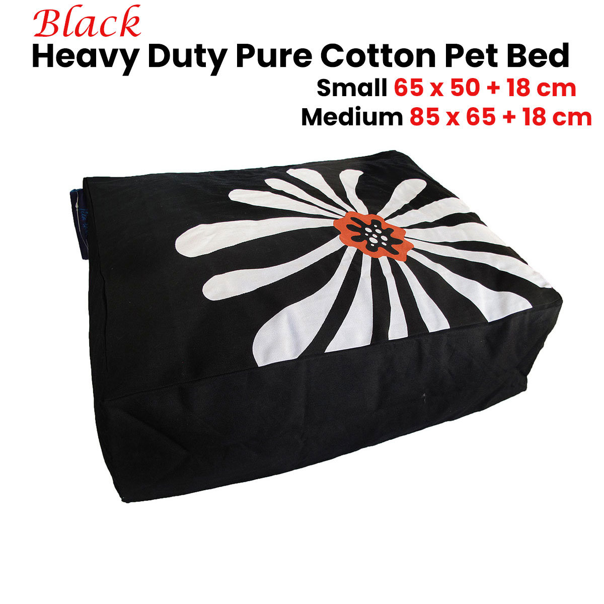 Heavy Duty Pure Cotton Pet Dog Bed Cover Small Black โ image 2
