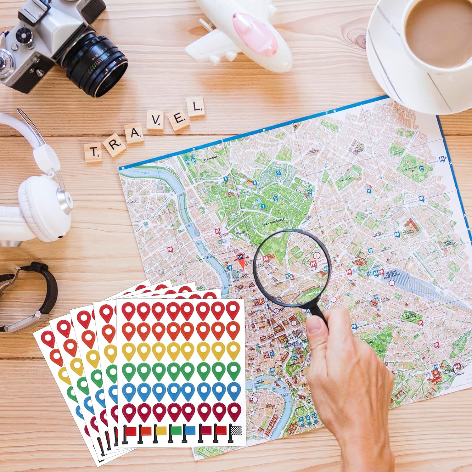 280Pcs Map Location Position Stickers,Self Adhesive Map Markers Indicator Labels Colorful Tracking Stickers for Marking Camping Adventure Sites Travel Journal — image 4