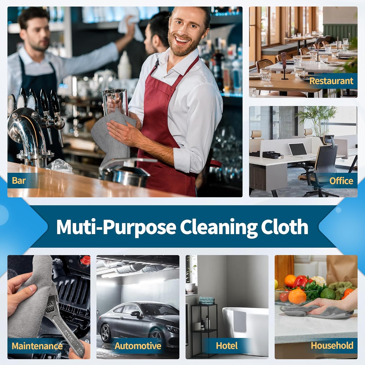 Grey Microfiber Cleaning Cloth -Pack of 12 Microfiber Cleaning Cloth Bulk, 100 Pack Shop Towels, Lint-Free Car Wash Towels — image 4