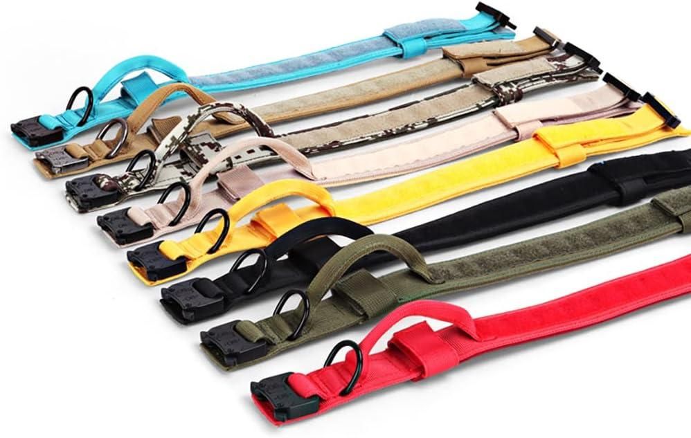 Tactical Dog Collar Adjustable Nylon Training Collar with Control Handle Khaki - L — image 6