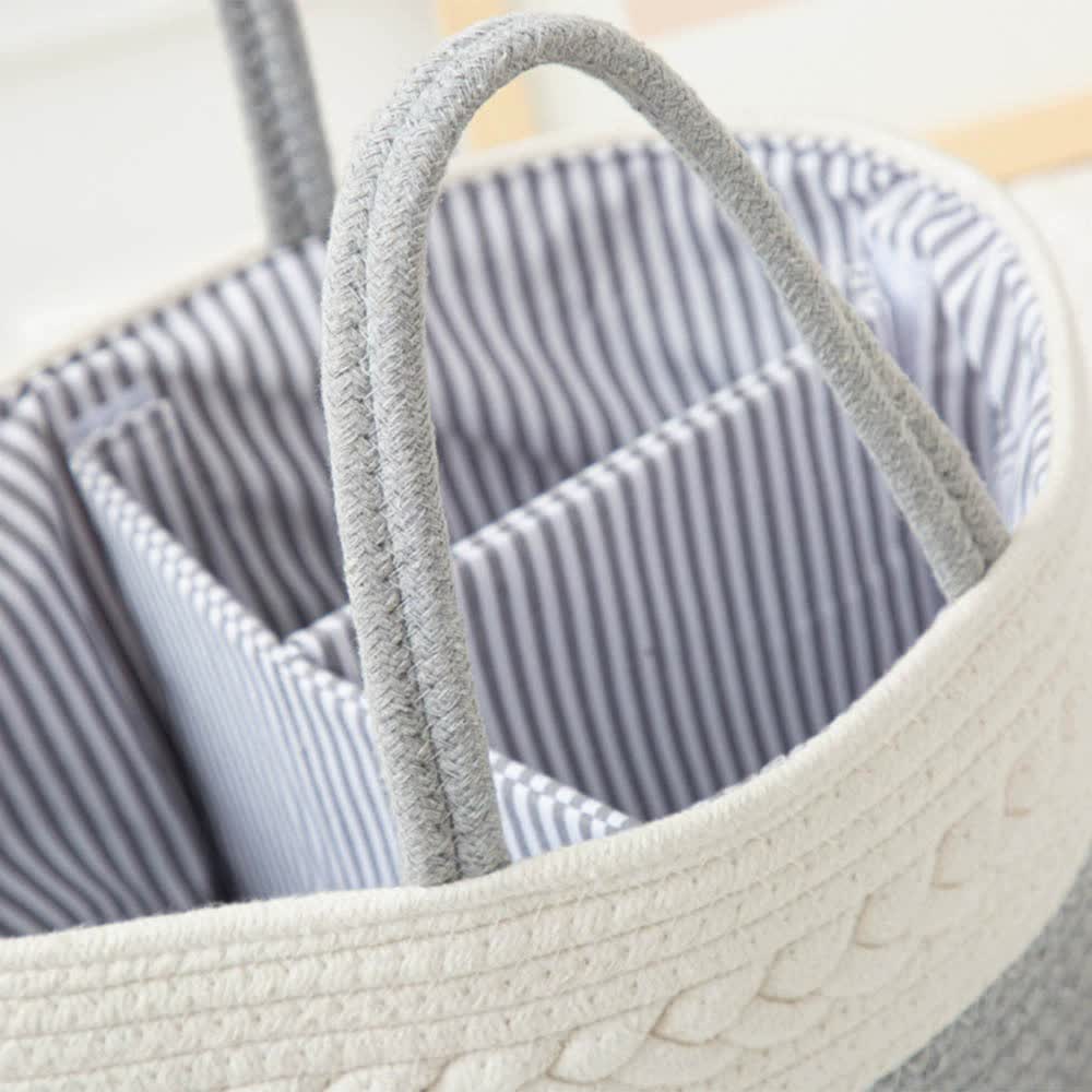 White Stylish Cotton Rope Basket for Clothing & Toys - Woven Storage Organizer, 38x23x18cm โ image 2