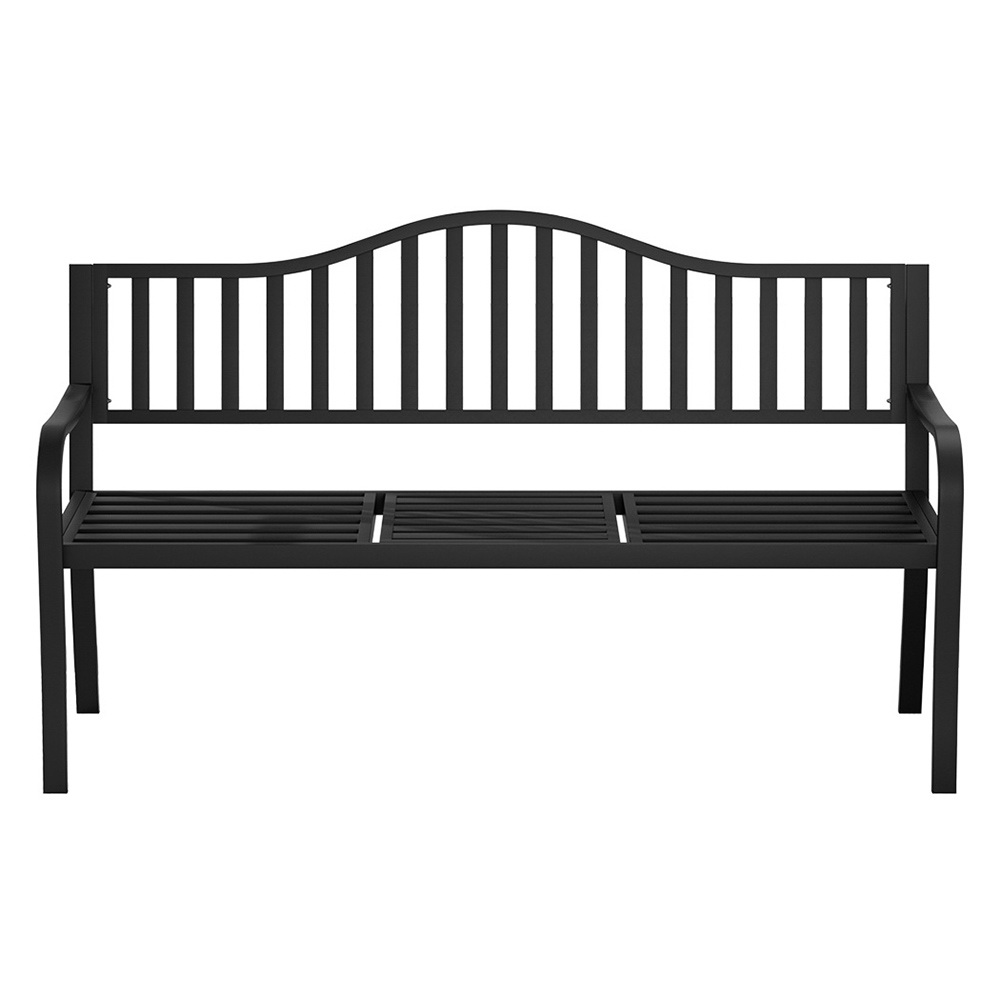 Gardeon Outdoor Garden Bench Seat Loveseat Steel Foldable Table Patio Furniture Black โ image 3