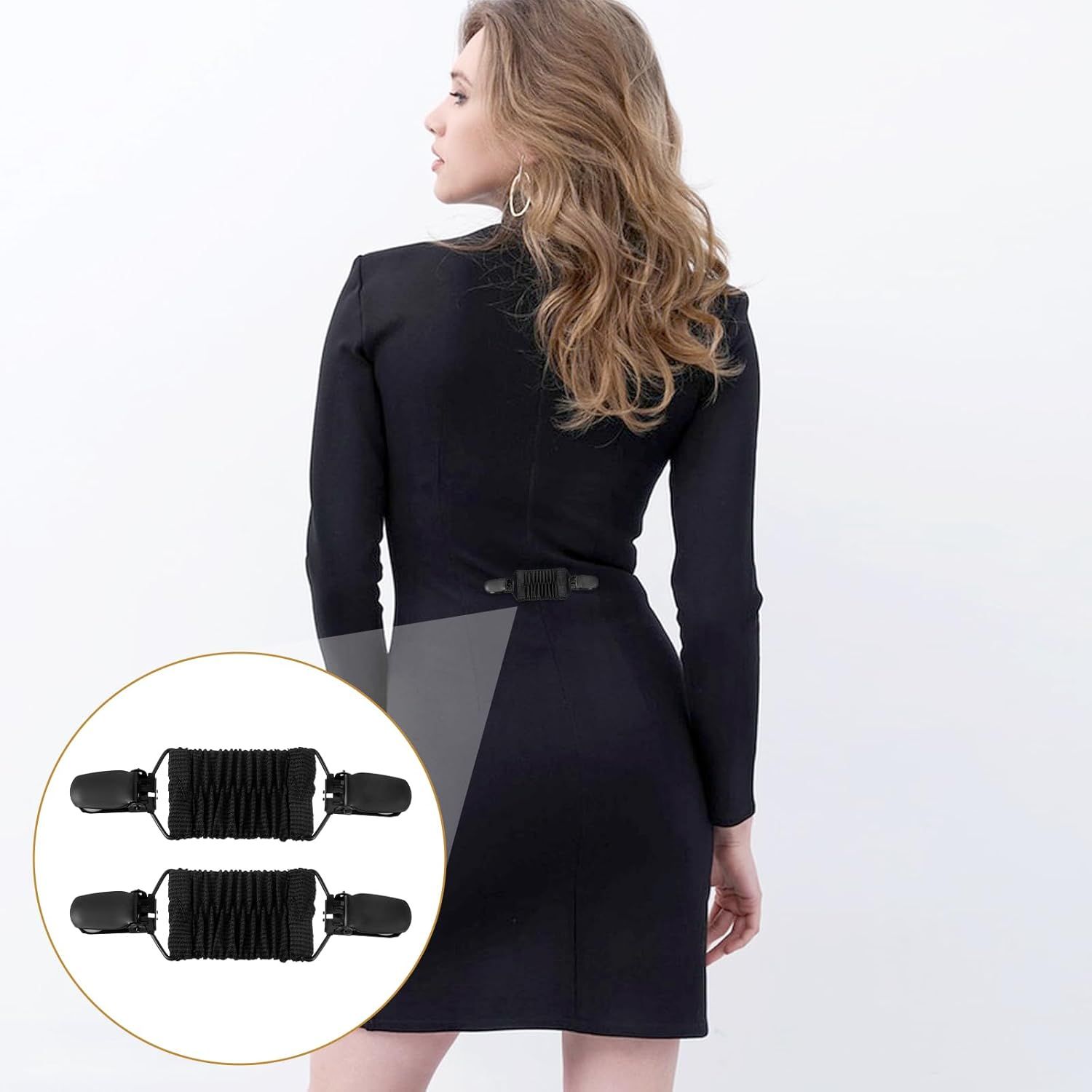 2Pcs Dress Clips Back Cinch, Elastic Waist Cincher Clip for Tightening Clothes, Collar Clips for Shawls, Cardigan — image 5