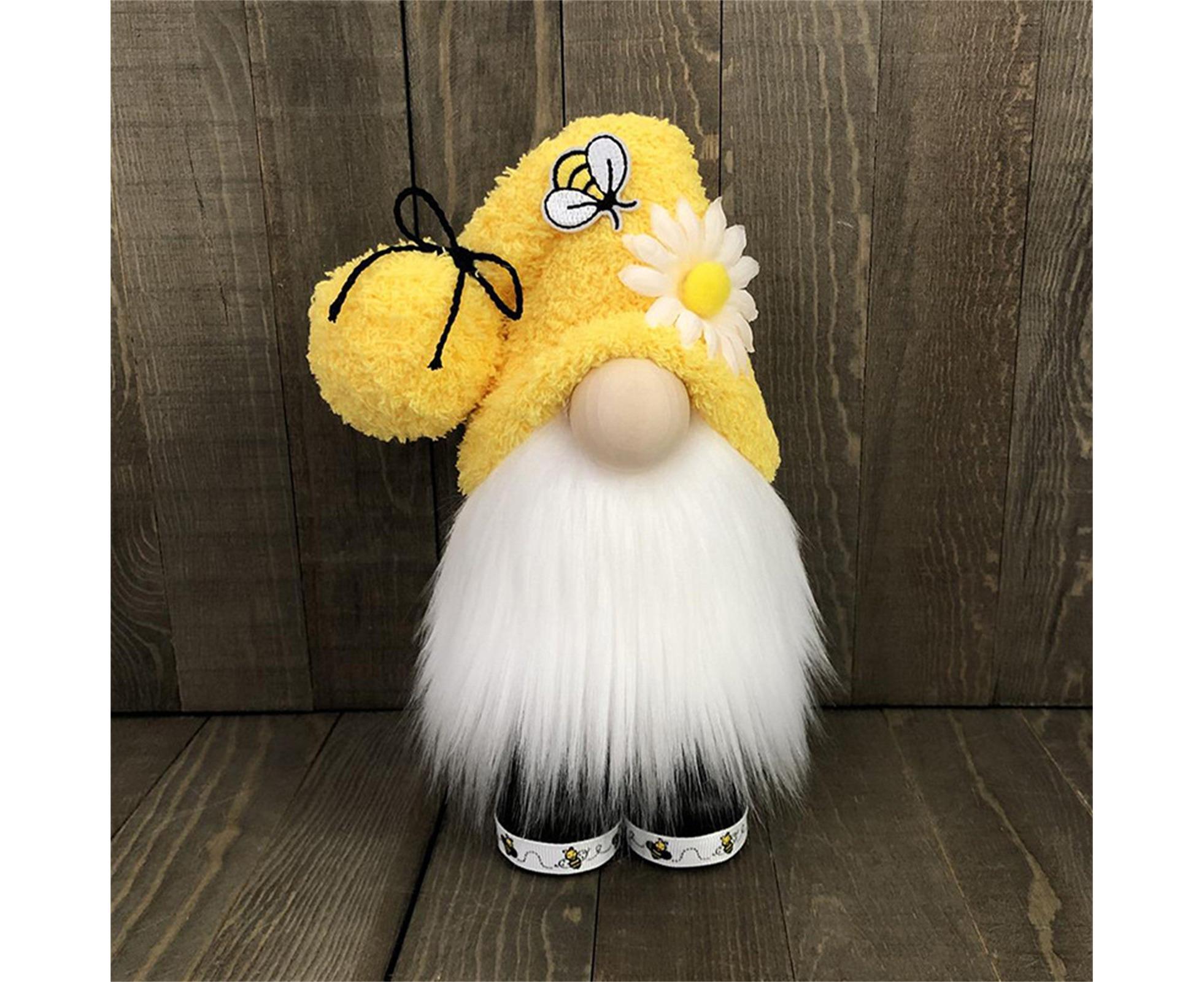 Doll Ornament Adorable Fine Workmanship Plush Bumble Bee Gnome Decoration for Home Desktop-Yellow — image 5