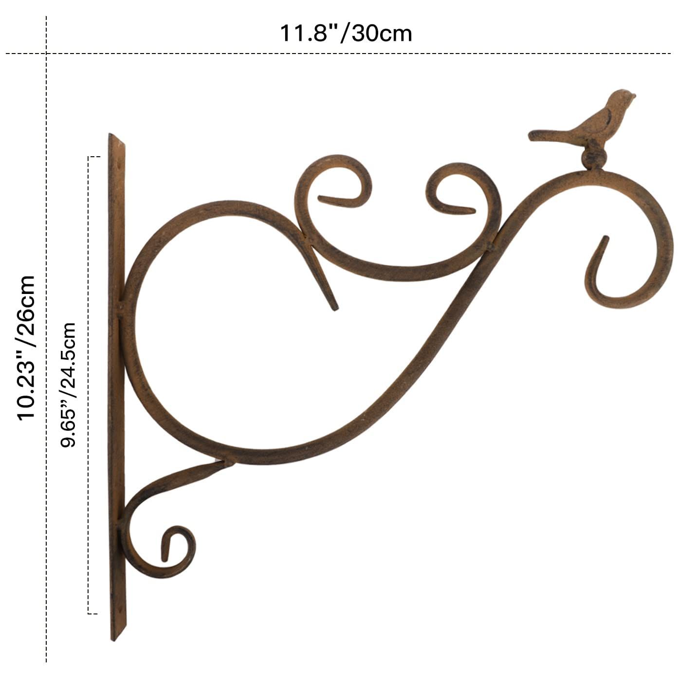 Wall Hanging Plant Bracket,2 Pack 12-inch Retro Iron Metal Wall Hanger for Hanging Plant Flower Bird Planter Indoor Outdoor,Retro — image 2